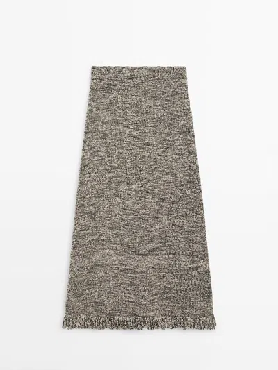Massimo Dutti Falda Punto Detalle Flecos Total Look In Gray