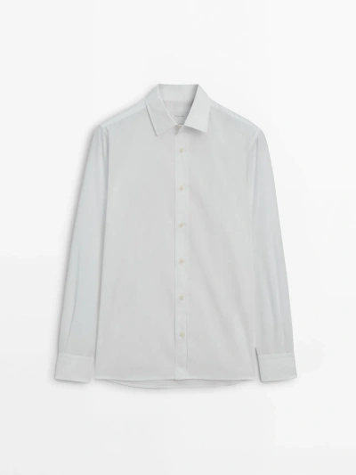 Massimo Dutti False Checked Regular Fit Shirt In White