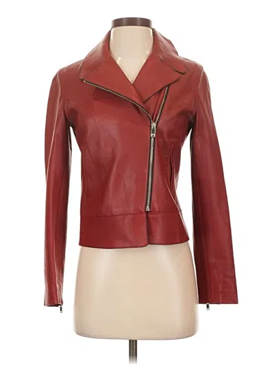 Pre-owned Massimo Dutti Faux Leather Jacket In Red