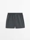 Massimo Dutti Fil-fil Cotton Boxers In Charcoal