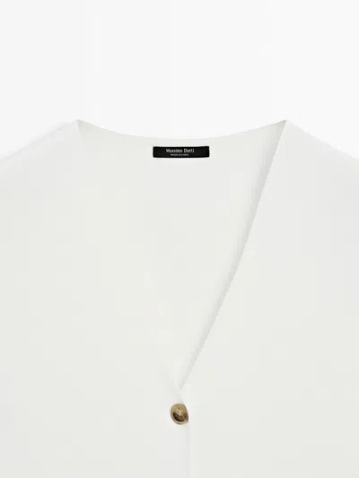 Massimo Dutti Fitted Knit Vest In White