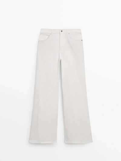 Massimo Dutti Flare-fit High-waist Jeans In Cream