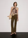 Massimo Dutti Flared Suede Leather Trousers In Multi
