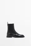 Massimo Dutti Flat Chelsea Boots In Black