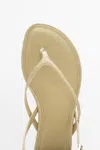 Massimo Dutti Flat Leather Sandals In White