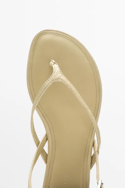 Massimo Dutti Flat Leather Sandals In White