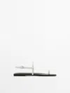 Massimo Dutti Flat Sandals In Cream