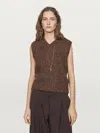 Massimo Dutti Flecked Alpaca And Felt Texture Vest In Brown