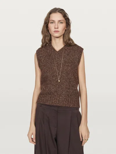 Massimo Dutti Flecked Alpaca And Felt Texture Vest In Brown