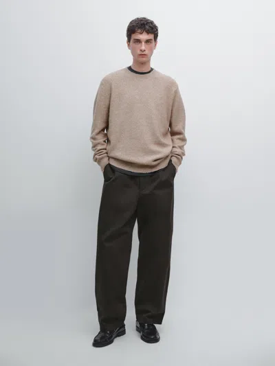 Massimo Dutti Flecked Crew Neck Knit Sweater In Blue