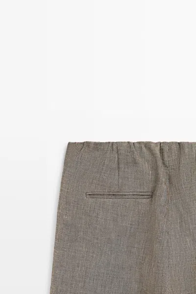 Massimo Dutti Flecked Detail Pants In Gray