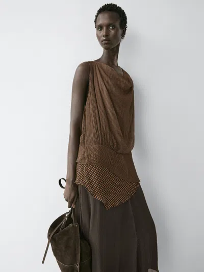 Massimo Dutti Fliessendes Stufenkleid Mit Volants In Brown