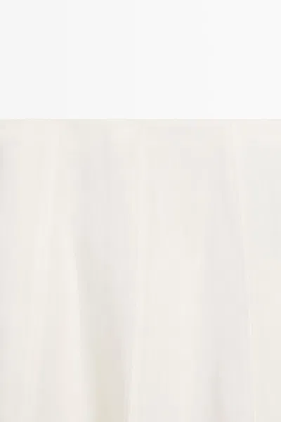 Massimo Dutti Flowing 100% Linen Midi Skirt In White