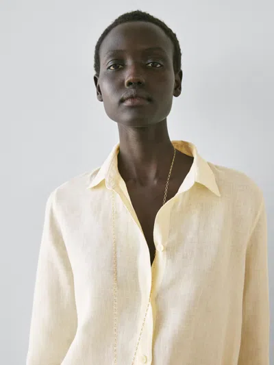 Massimo Dutti Flowing 100% Linen Shirt In Yellow