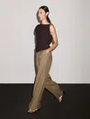 Massimo Dutti Flowing 100% Linen Trousers In Brown