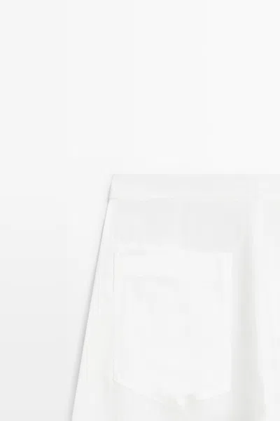 Massimo Dutti Flowing 100% Linen Trousers In White