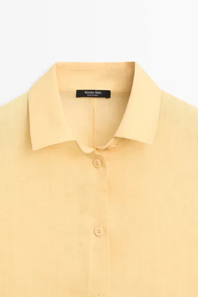 Massimo Dutti Flowing 100% Ramie Shirt In Yellow
