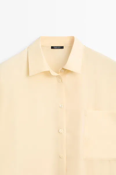 Massimo Dutti Flowing 100% Silk Shirt In Gold