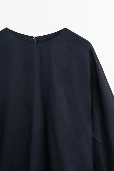 Massimo Dutti Flowing Asymmetric Cape In Blue