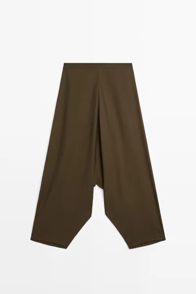 Massimo Dutti Flowing Baggy Pants In Brown