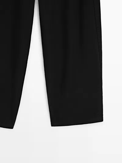 Massimo Dutti Flowing Barrel Fit Pants In Black