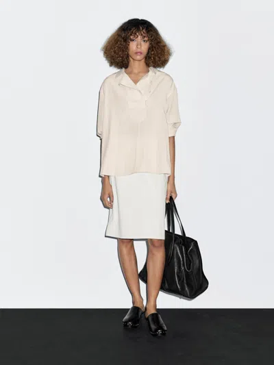 Massimo Dutti Flowing Blouse With Button Detail In White