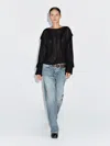 Massimo Dutti Flowing Blouse With Ruffles And Zip In Black
