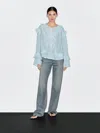 Massimo Dutti Flowing Blouse With Ruffles In Blue