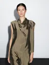 Massimo Dutti Flowing Blouse With Striped Details In Green