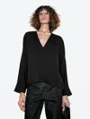 Massimo Dutti Flowing Blouse With V In Black