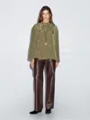Massimo Dutti Flowing Blouse With Voluminous Collar In Green