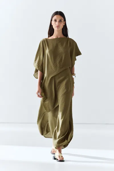 Massimo Dutti Flowing Cape In Khaki