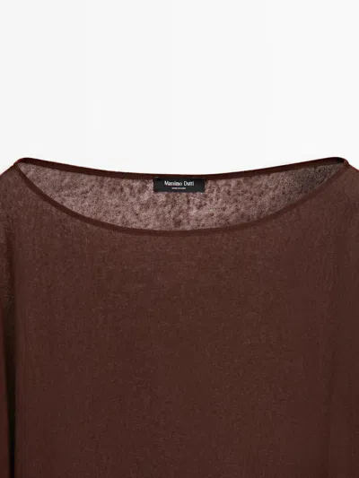 Massimo Dutti Flowing Cape With Linen In Brown