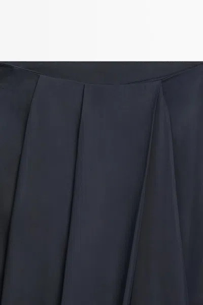 Massimo Dutti Flowing Draped Full Look Pants In Blue