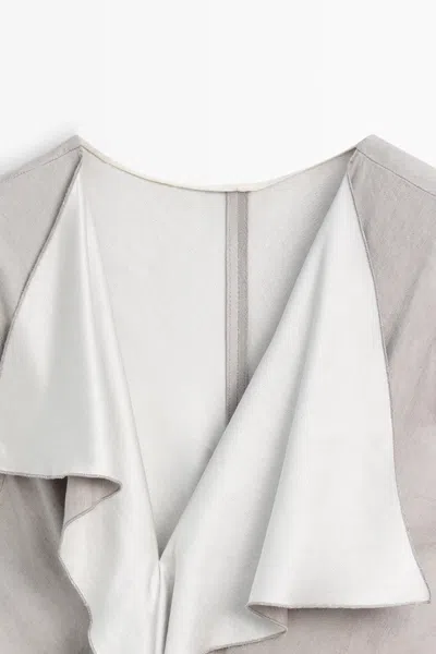 Massimo Dutti Flowing Dress With Ruffle Detail In White