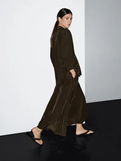 Massimo Dutti Flowing Flared Skirt In Brown