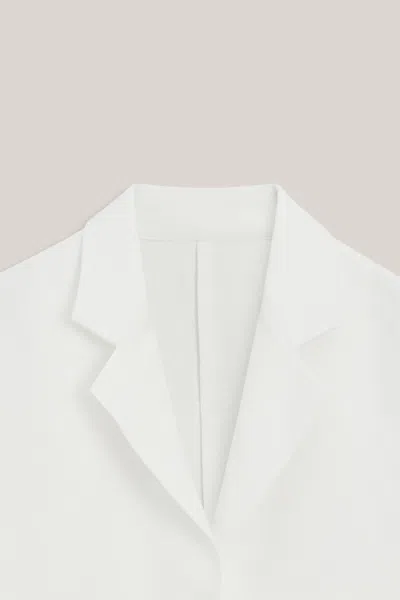 Massimo Dutti Flowing Linen Blend Blazer In White