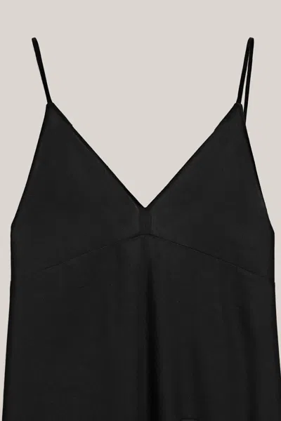 Massimo Dutti Flowing Linen Blend Lingerie Dress In Black