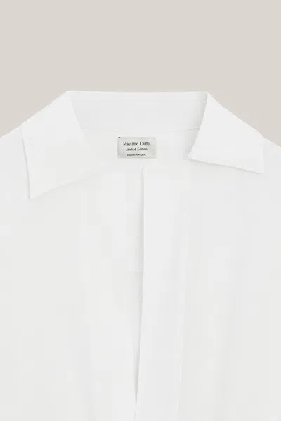 Massimo Dutti Flowing Linen Blend Shirt In White