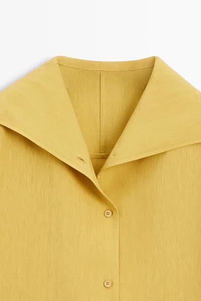 Massimo Dutti Flowing Linen In Yellow