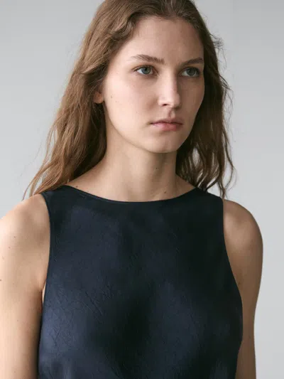 Massimo Dutti Flowing Midi Dress In Blue