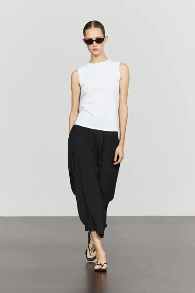 Massimo Dutti Flowing Midi Skirt With Asymmetrical Panels In Black