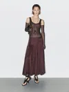 Massimo Dutti Flowing Midi Skirt With Godet Details In Burgundy