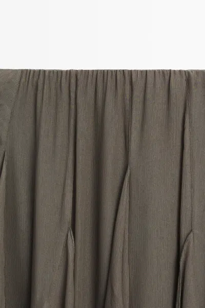 Massimo Dutti Flowing Midi Skirt With Ruffle Detail In Green