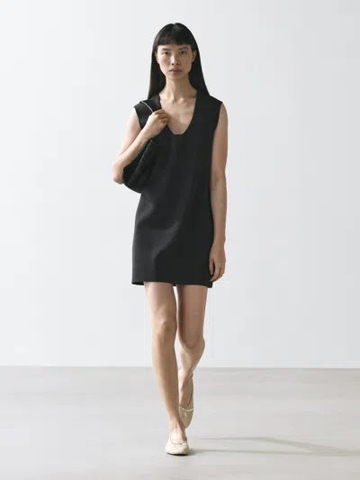 Massimo Dutti Flowing Mini Dress In Black