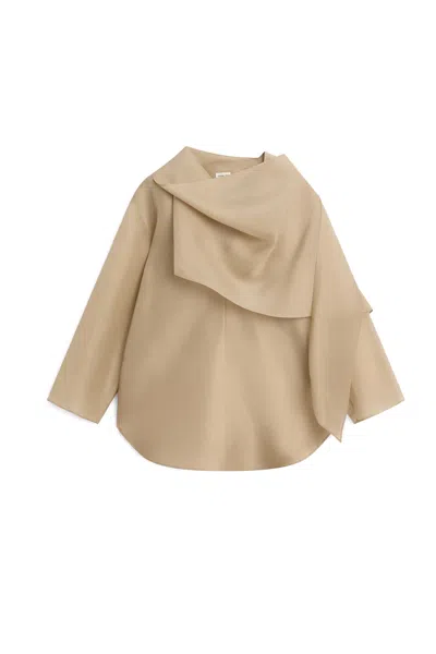 Massimo Dutti Blusa Fluida De Organza Con Detalle De Pañuelo In Animal Print