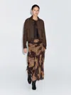 Massimo Dutti Flowing Paisley Print Midi Skirt In Brown