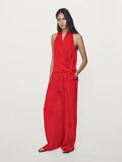 Massimo Dutti Flowing Palazzo Trousers In Multi