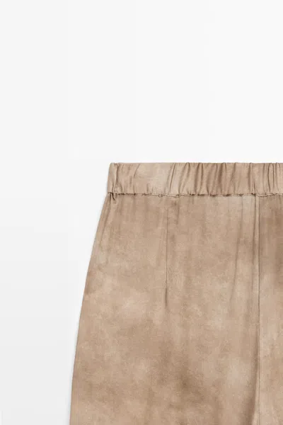 Massimo Dutti Flowing Pants With Tie In Brown