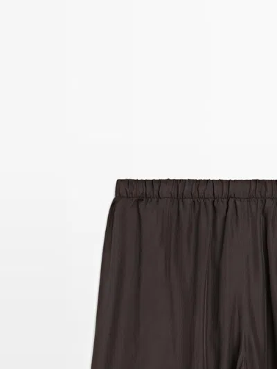 Massimo Dutti Flowing Pants With Waist Detail In Brown